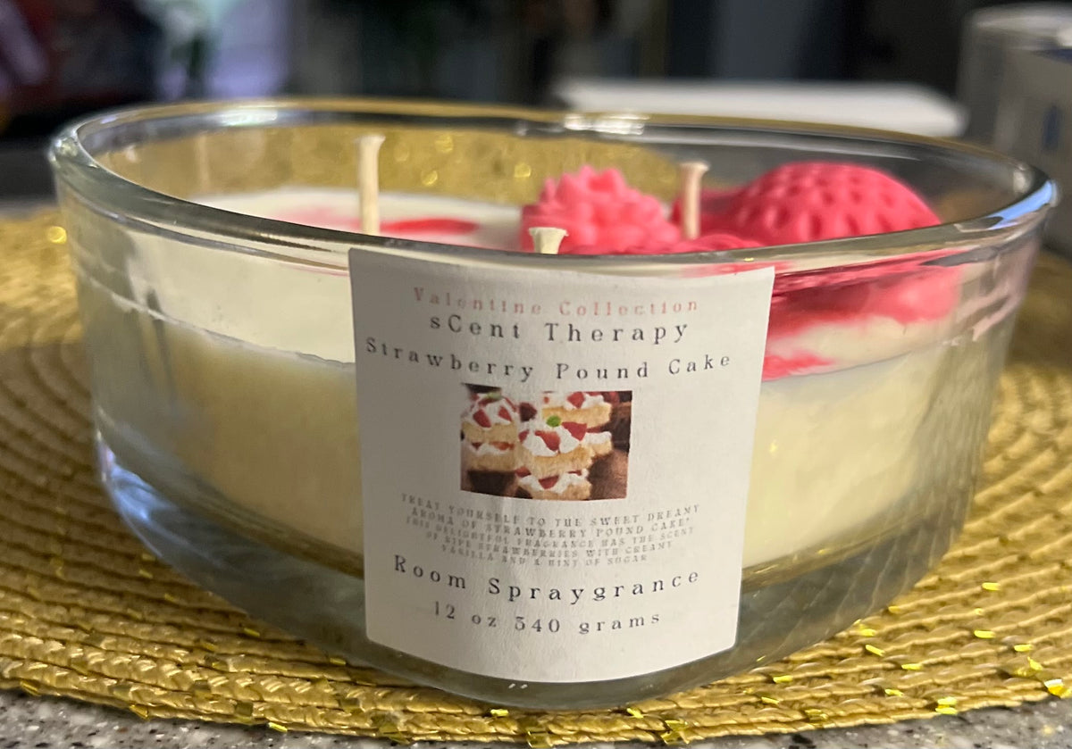 12 oz 3 wick Strawberry Poundcake