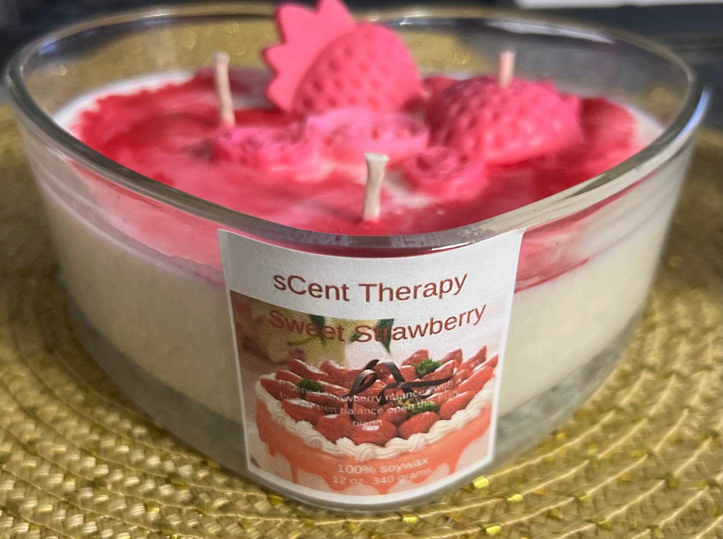 12 oz 3 wick Sweet Strawberry